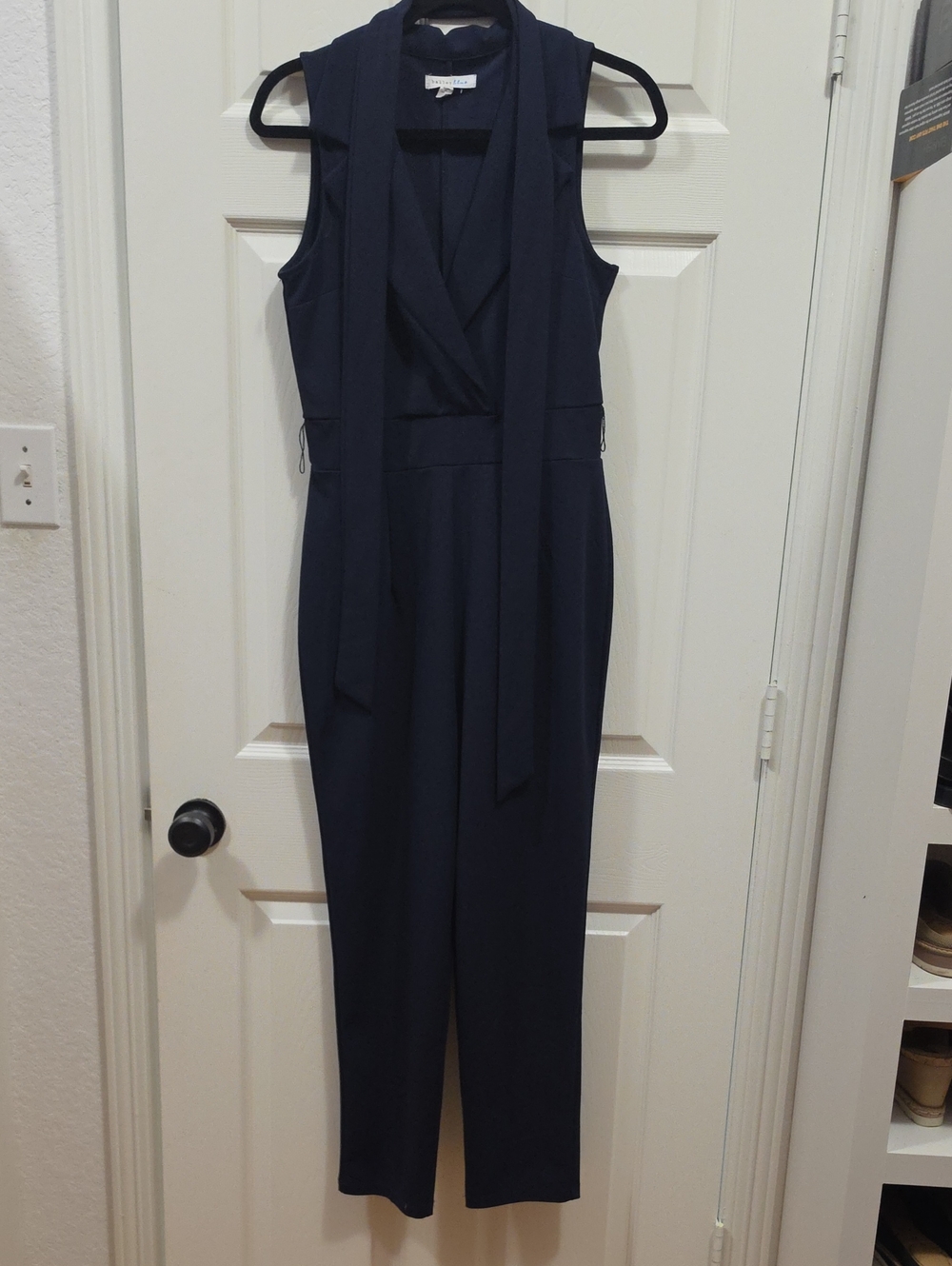 bailey blue Navy Sleeveless Tie-Neck Jumpsuit with Waist Detail